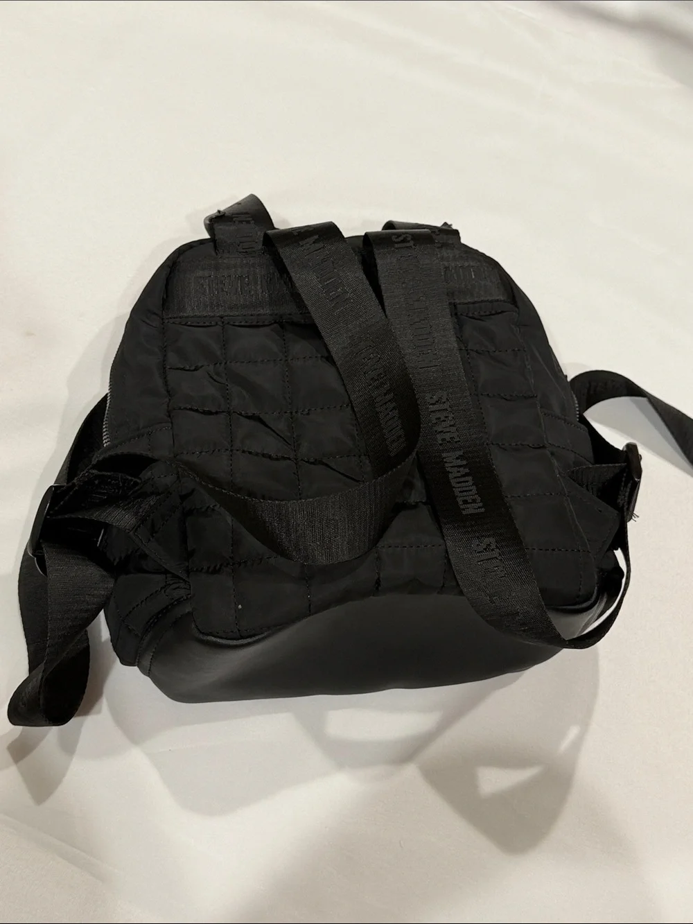 Steve Madden Black Quilted Nylon Mini Backpack with Coin Pouch